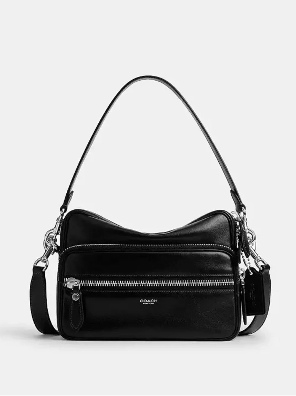 Coach Dakota Crossbody Bag with 2 Straps Silver/Black Smooth Leather CDS83 NWT